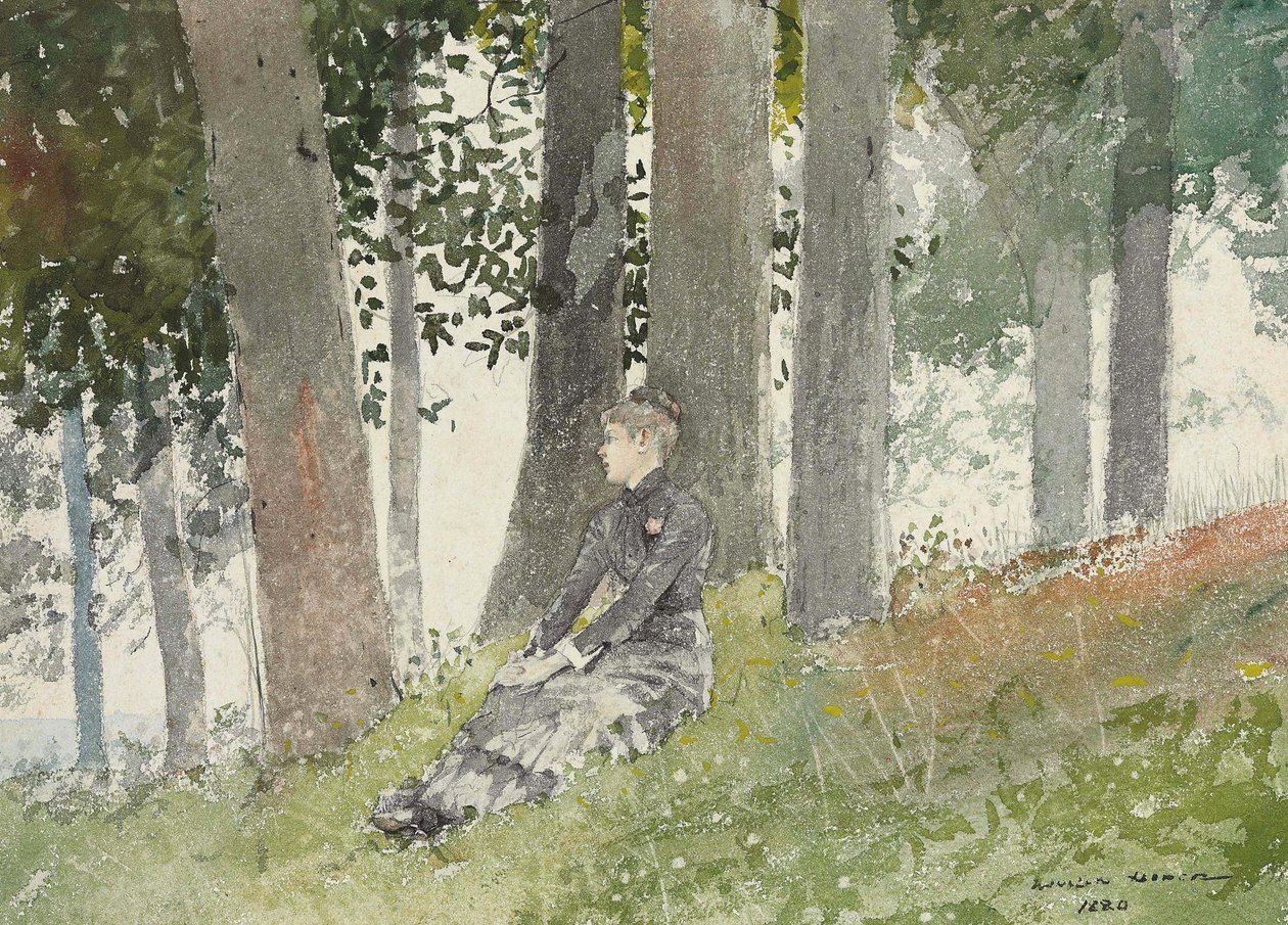 Niña sentada en un bosquecillo de Winslow Homer