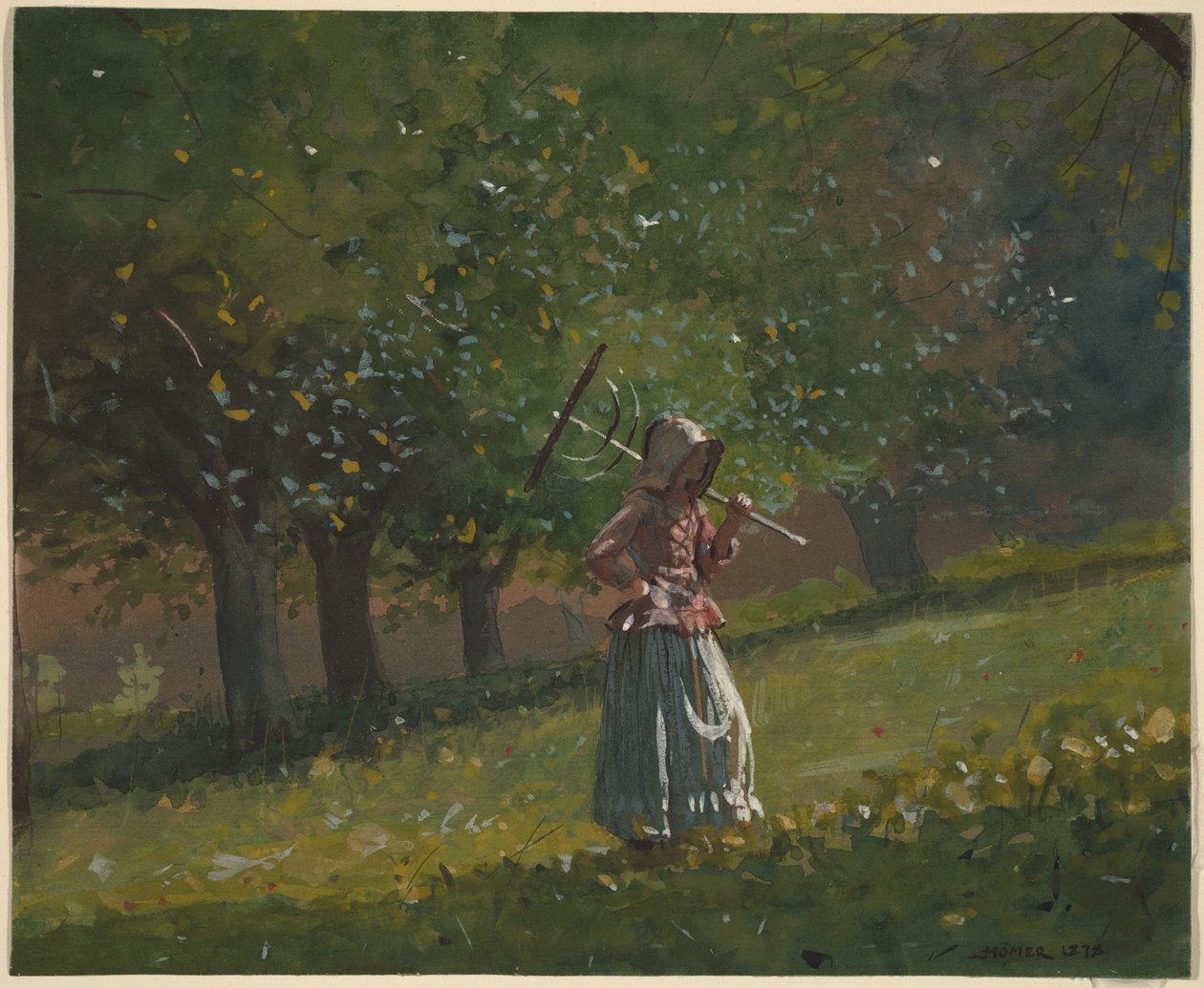 Muchacha con rastrillo de heno de Winslow Homer
