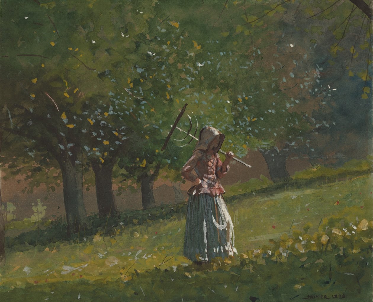 Niña con rastrillo de heno, 1878 de Winslow Homer