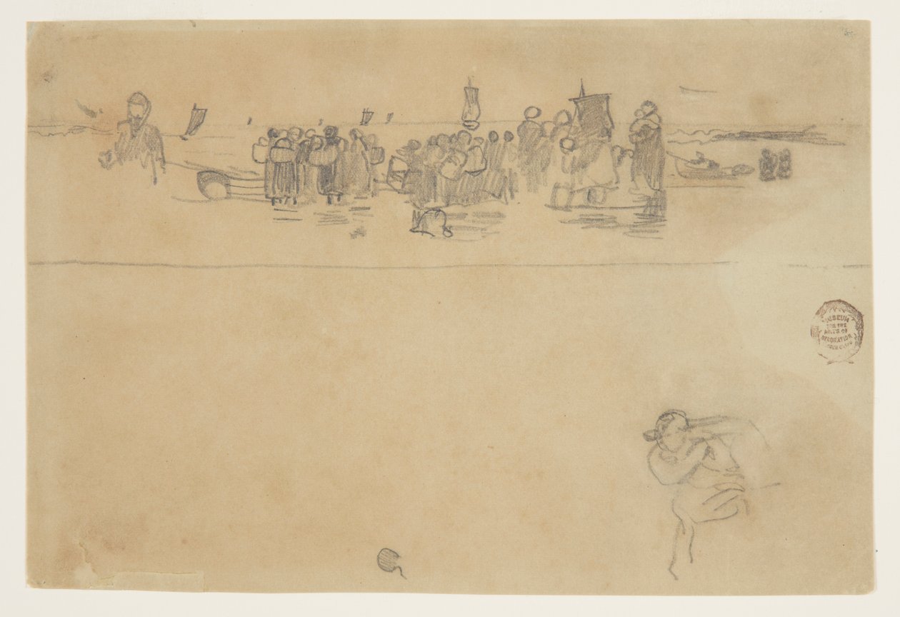 Grupos de mujeres en la playa, Cullercoats, Inglaterra de Winslow Homer