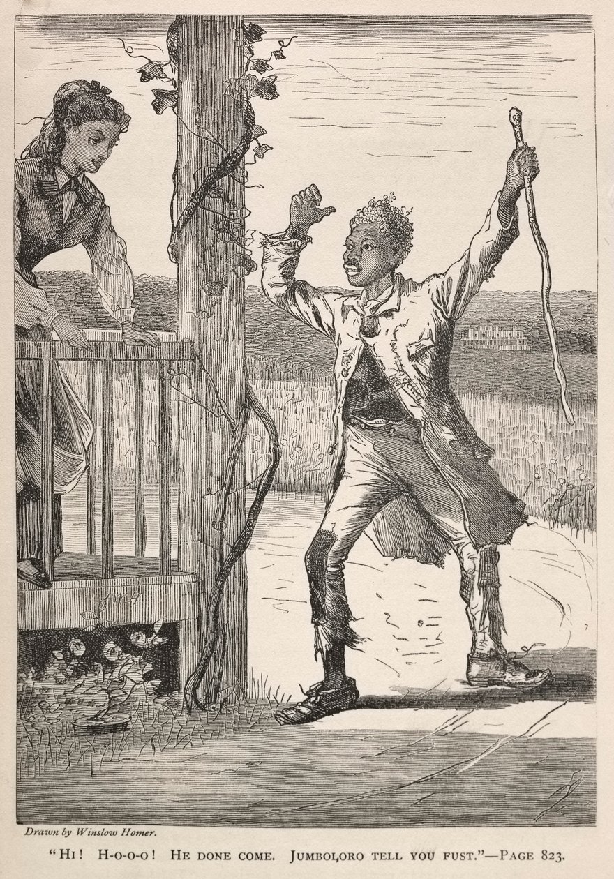 ¡Hola! H-O-O-O! Él ha venido. Jumboloro te lo dice primero., 1869 de Winslow Homer