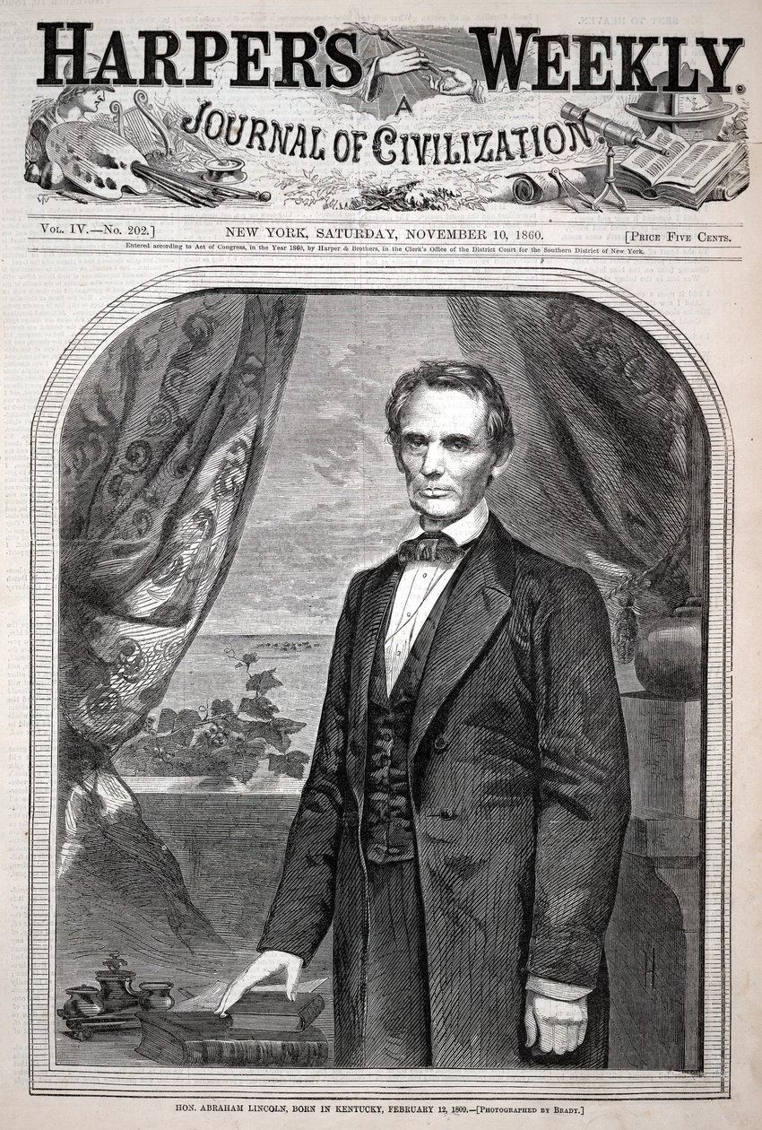 El honorable Abraham Lincoln, nacido en Kentucky el 12 de febrero de 1809, según «Harper’s Weekly», 10 de noviembre de 1860 de Winslow Homer