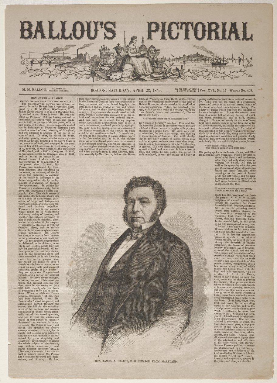 El honorable James A. Pearce, senador de Estados Unidos por Maryland de Winslow Homer