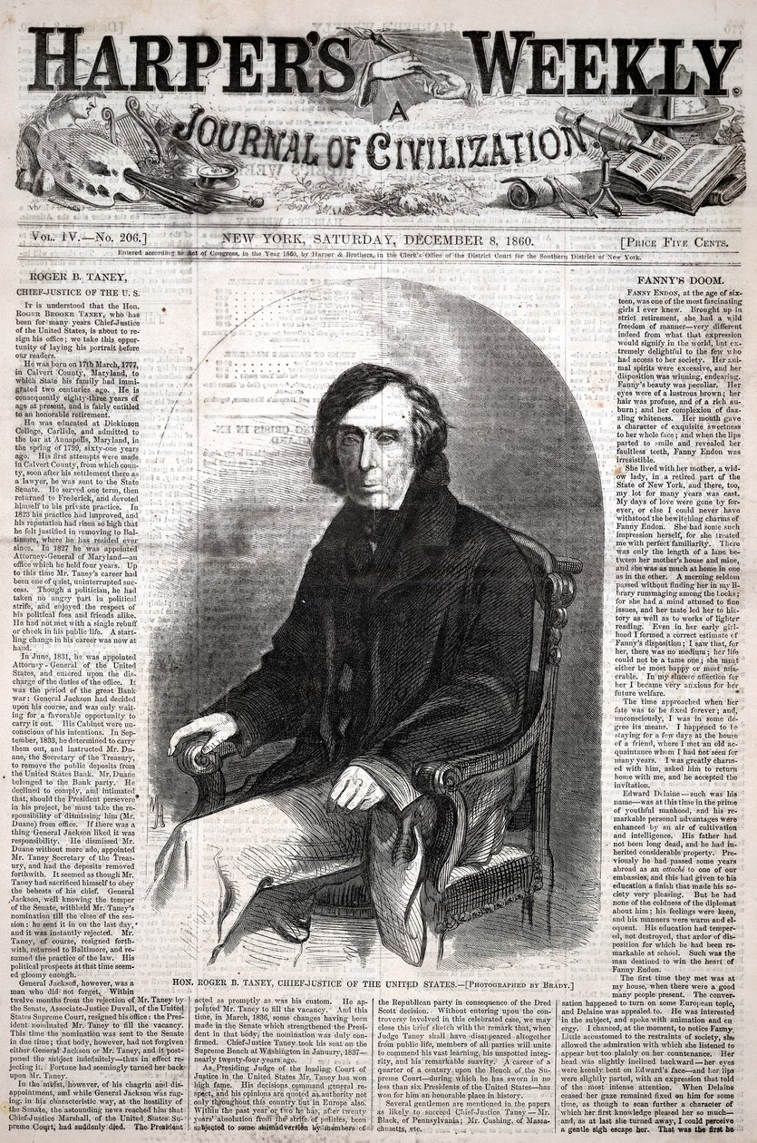El honorable Roger B. Taney, presidente del Tribunal Supremo de los Estados Unidos, de Harper