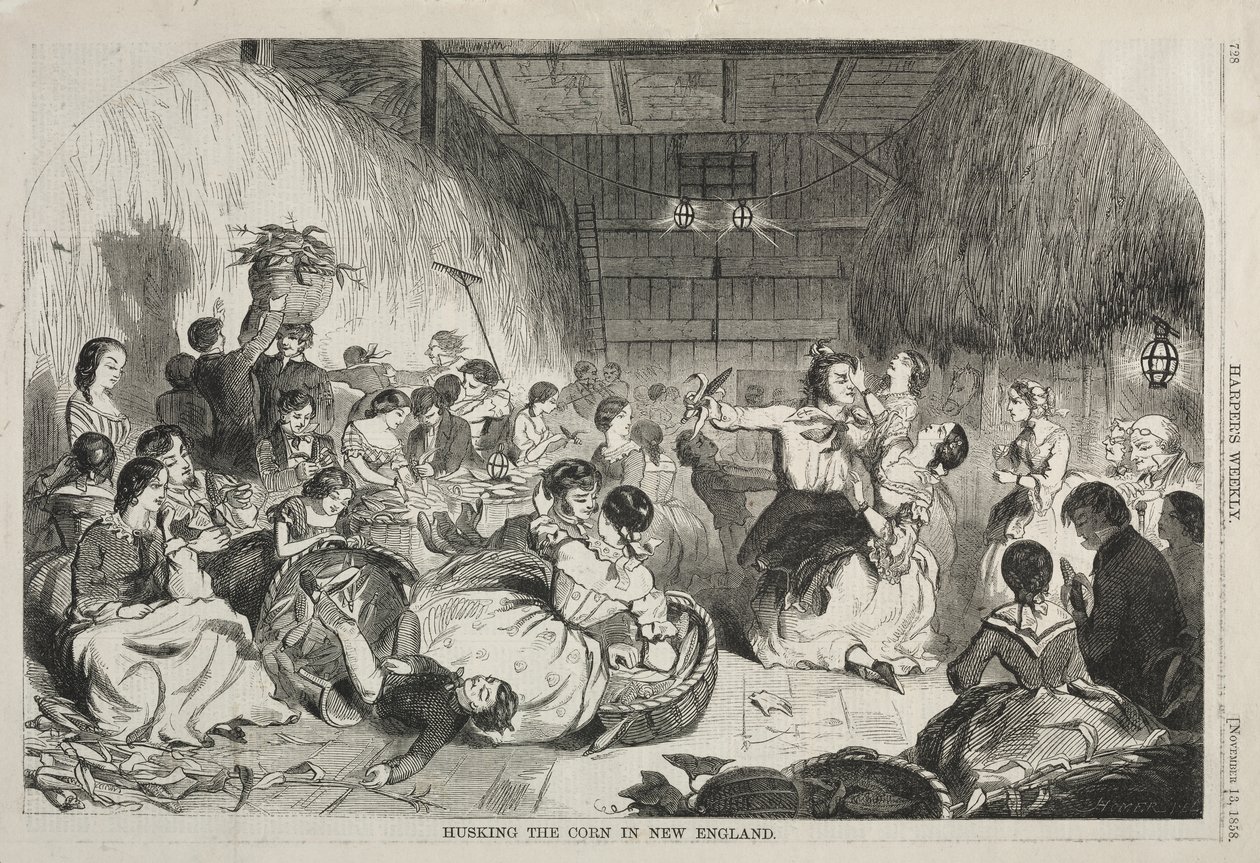 Desgranar el maíz en Nueva Inglaterra de Winslow Homer