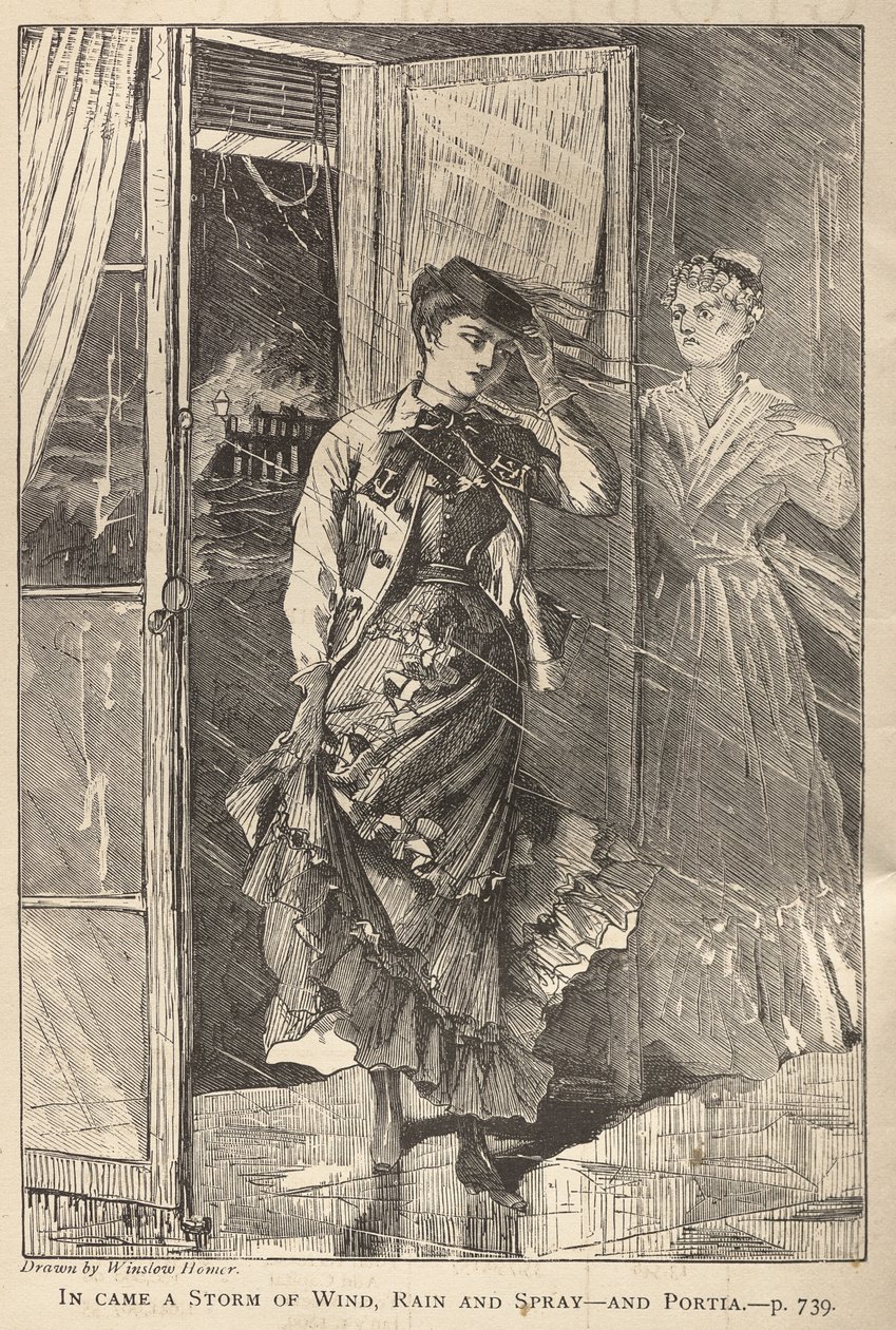 Llegó una tormenta de viento, lluvia y rocío - y Portia de Winslow Homer