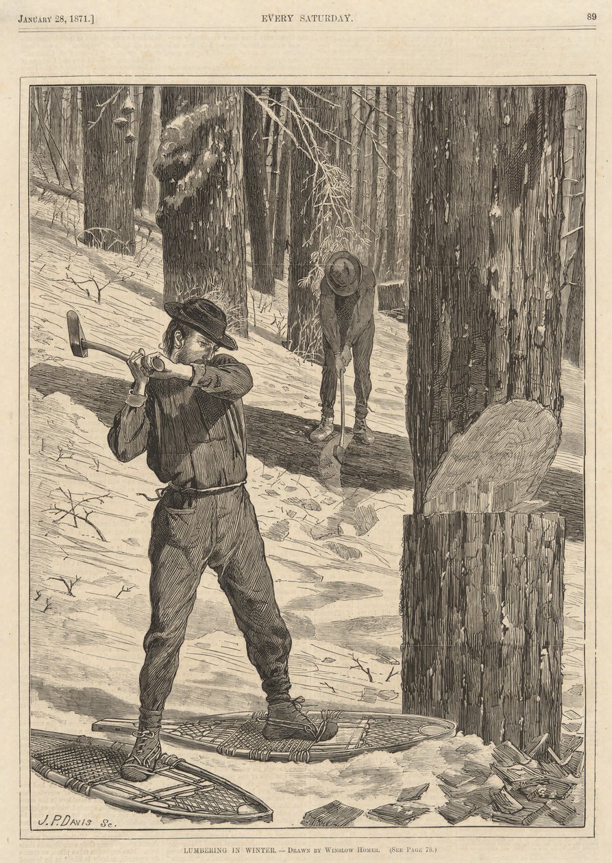 Madera en invierno, de Todos los sábados, 28 de enero de 1871 de Winslow Homer