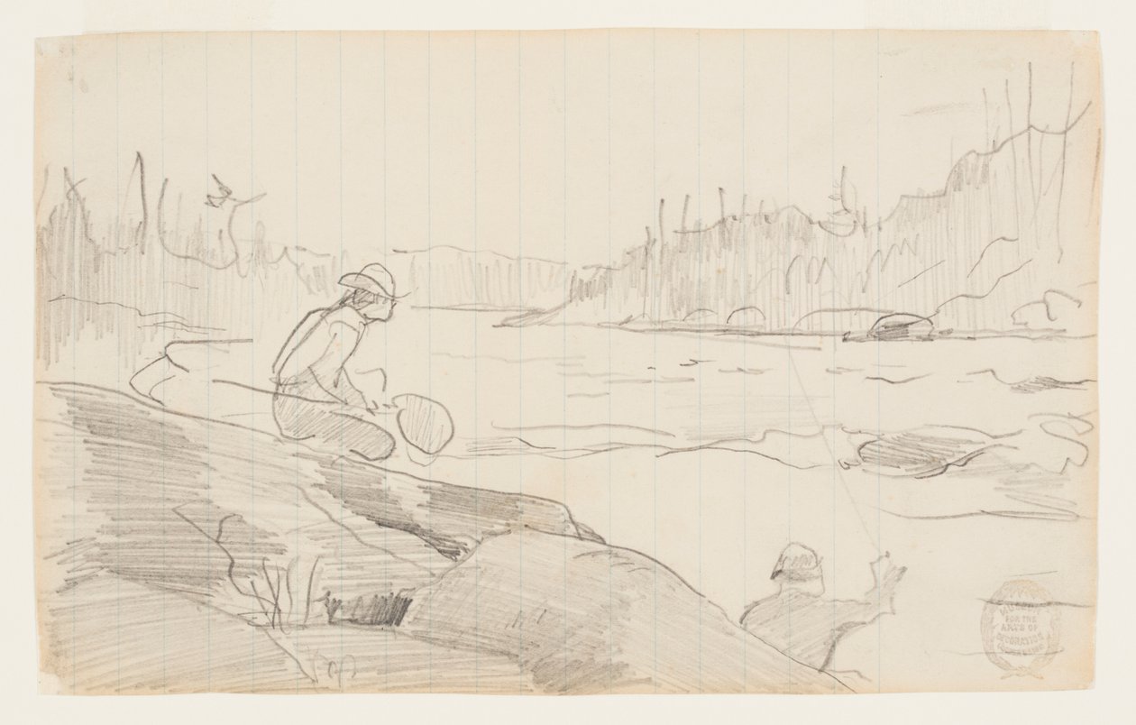 Hombres pescando con caña y red de Winslow Homer