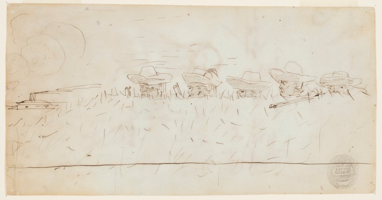 Hombres mirando sobre terraplenes de Winslow Homer