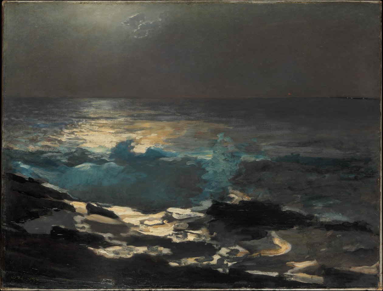 Luz de luna, faro de Wood Island de Winslow Homer