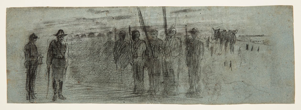 Oficial y ayudante inspeccionando un escuadrón de Winslow Homer