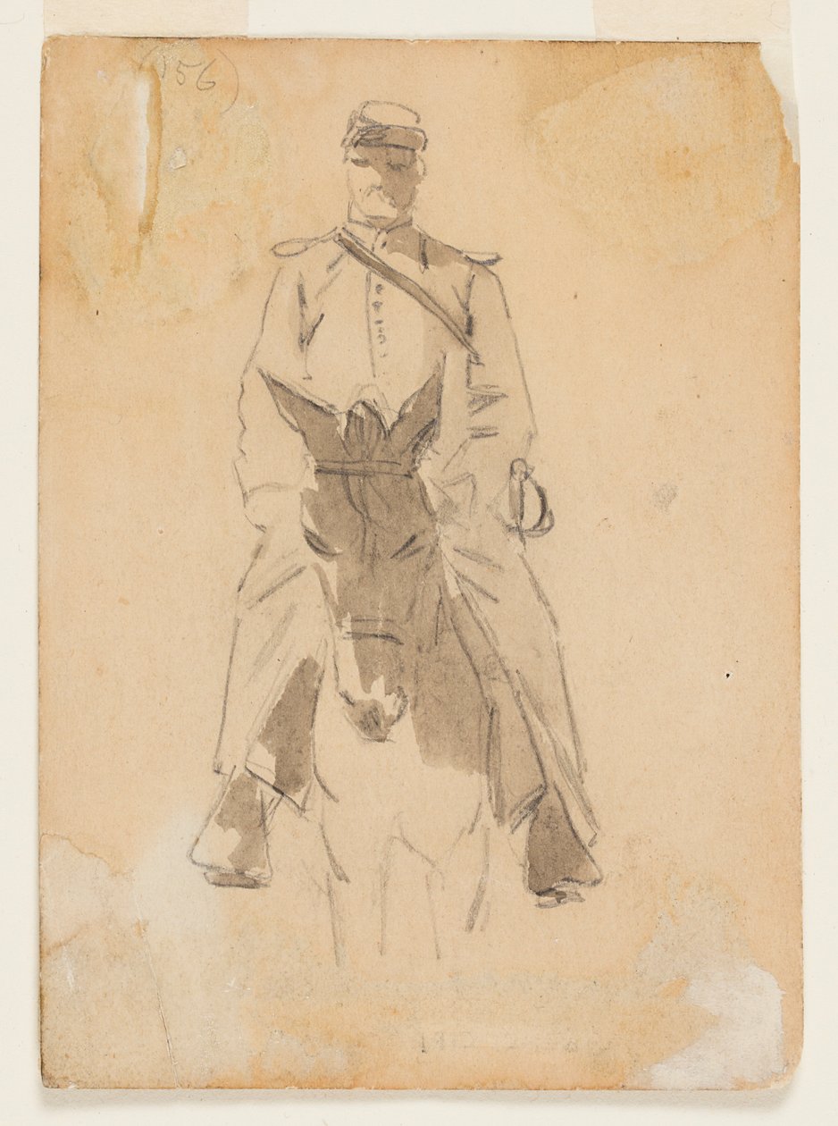 Oficial y cabeza de un caballo de Winslow Homer