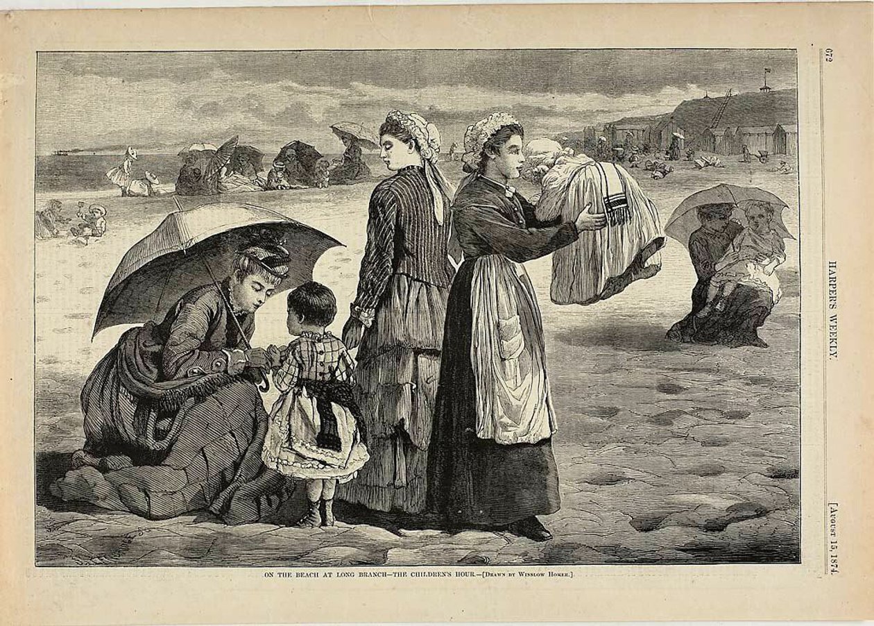 En la playa de Long Branch-La hora de los niños de Winslow Homer