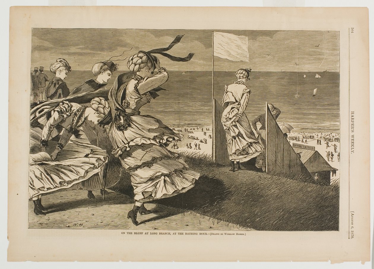 En el acantilado de Long Branch, a la hora del baño de Winslow Homer