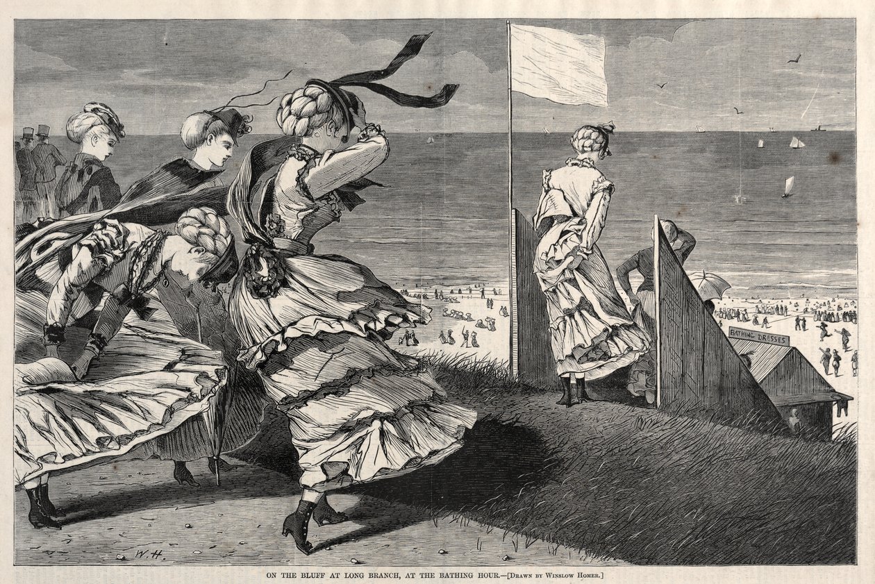 En el acantilado de Long Branch, a la hora del baño de Winslow Homer