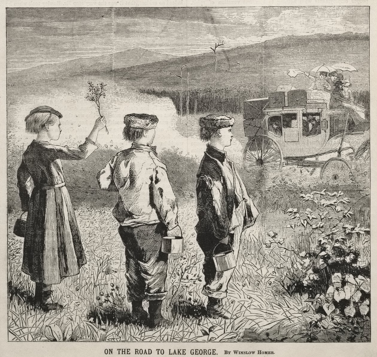 En el camino al lago George de Winslow Homer