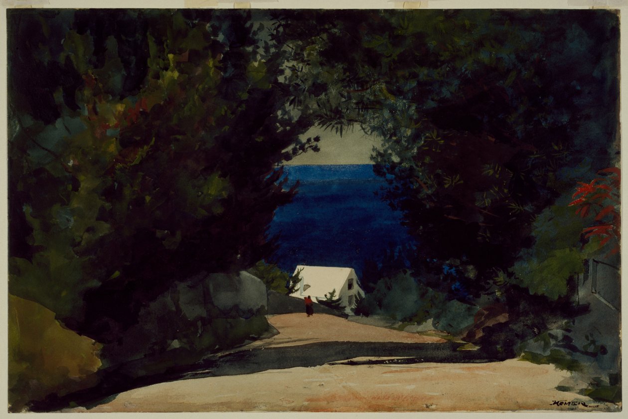 Carretera en Bermudas, c.1899-1901 (acuarela sobre papel) de Winslow Homer