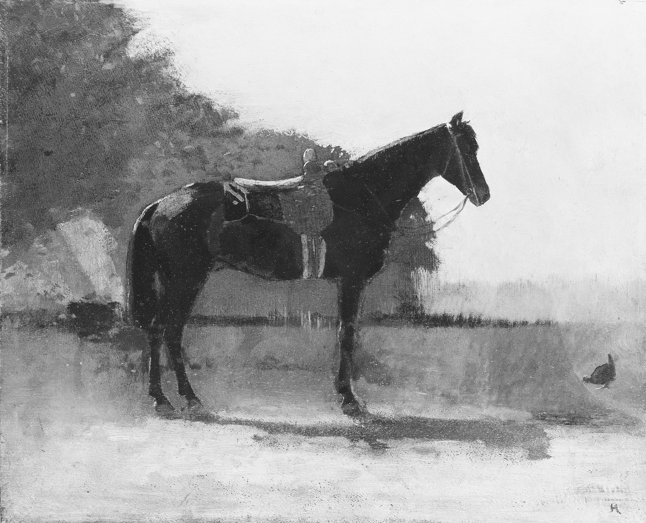 Caballo de silla en el corral de una granja de Winslow Homer