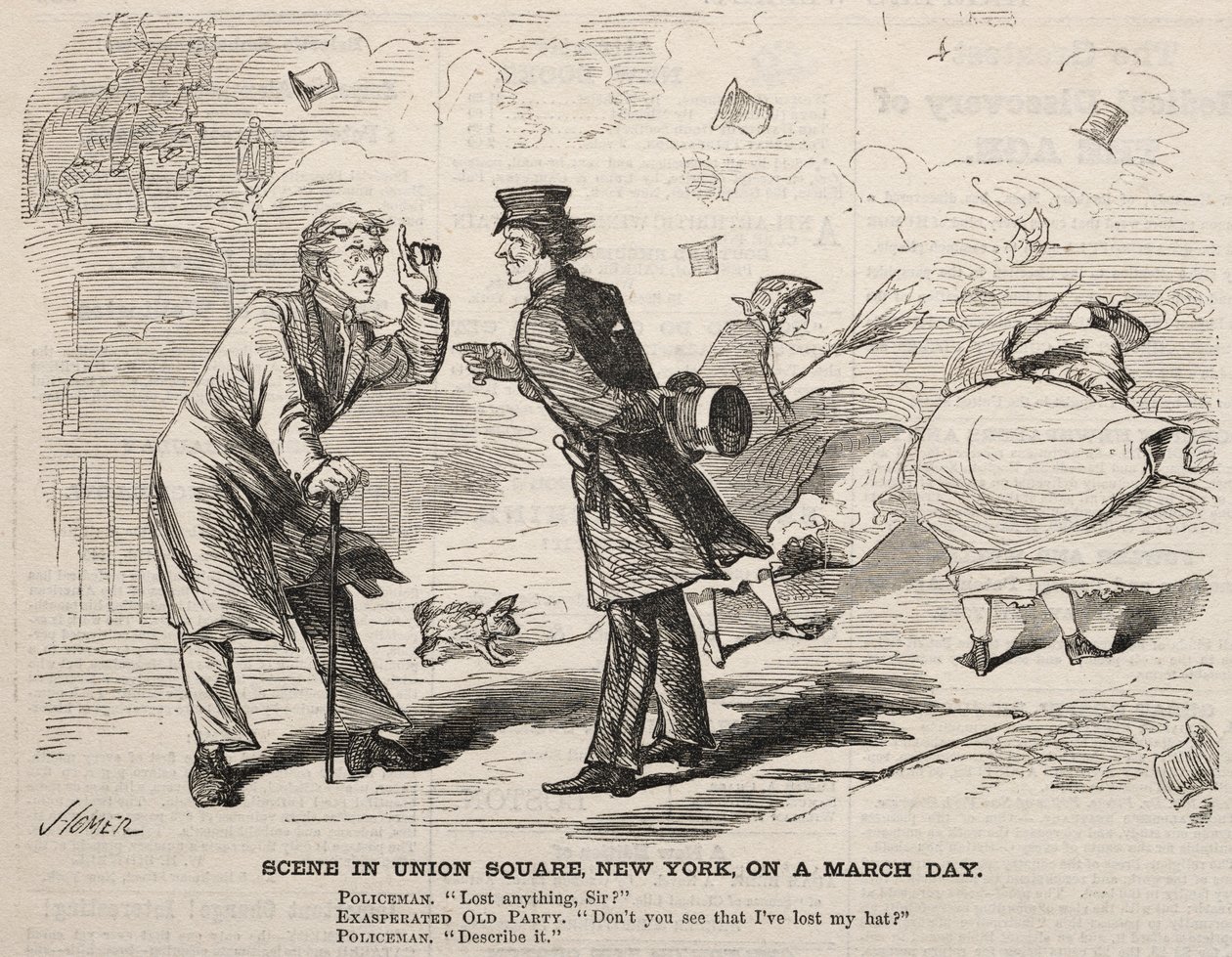 Escena en Union Square, Nueva York, en un día de marzo, 1860 de Winslow Homer