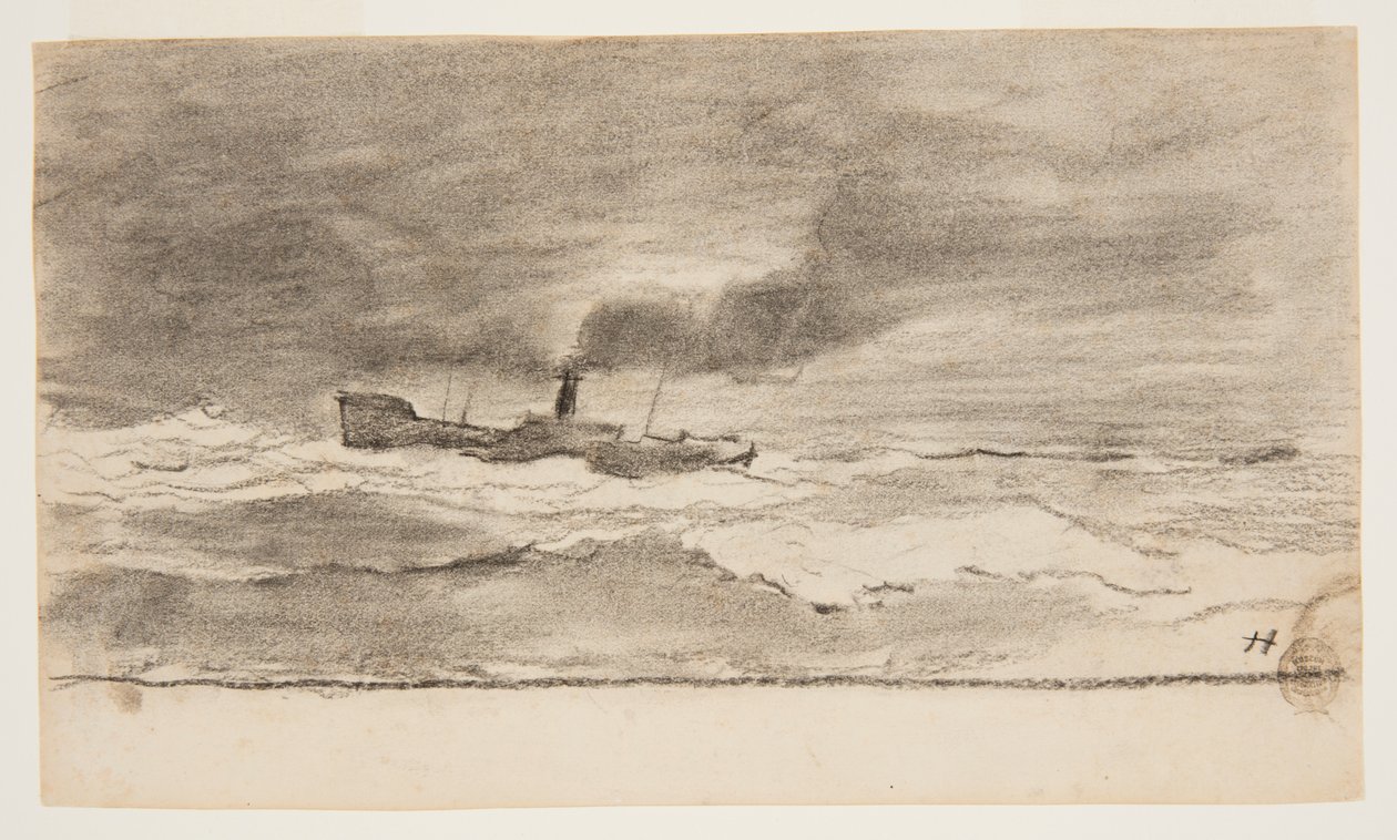 Paisaje Marino con Barco Pesquero, Cullercoats, Inglaterra de Winslow Homer