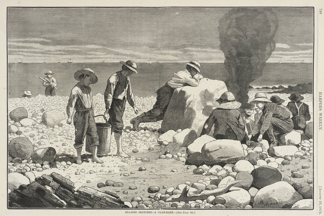 Bocetos costeros: una fiesta de marisco al horno de Winslow Homer