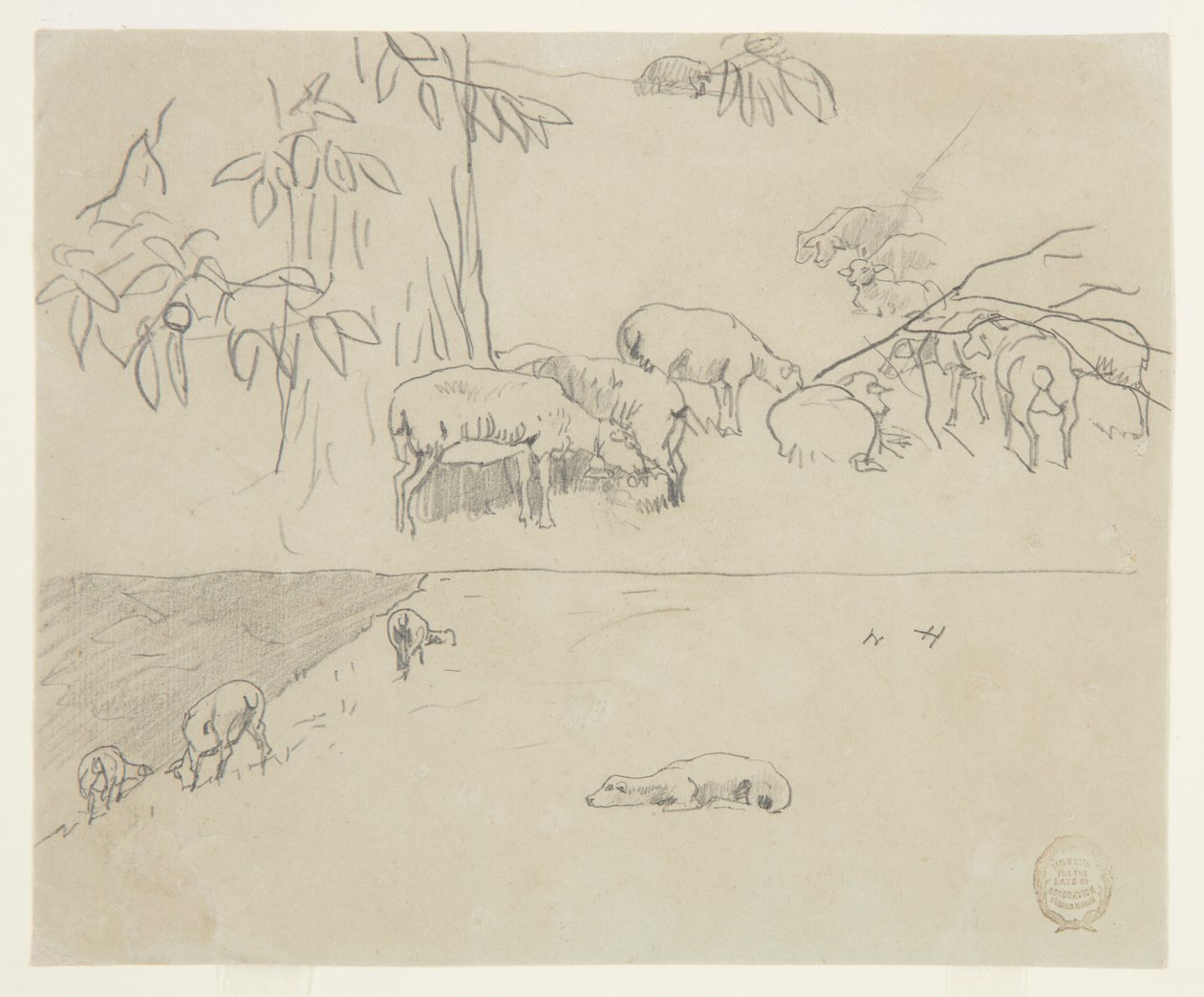 Ovejas pastando de Winslow Homer