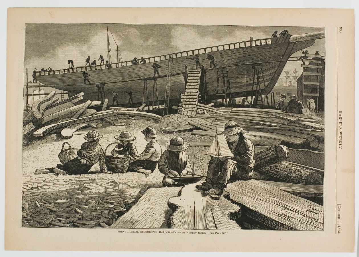 Construcción naval, puerto de Gloucester de Winslow Homer