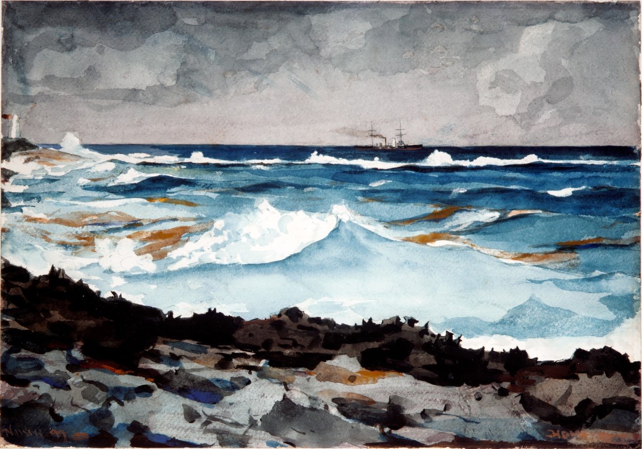 Costa y surf, Nassau de Winslow Homer