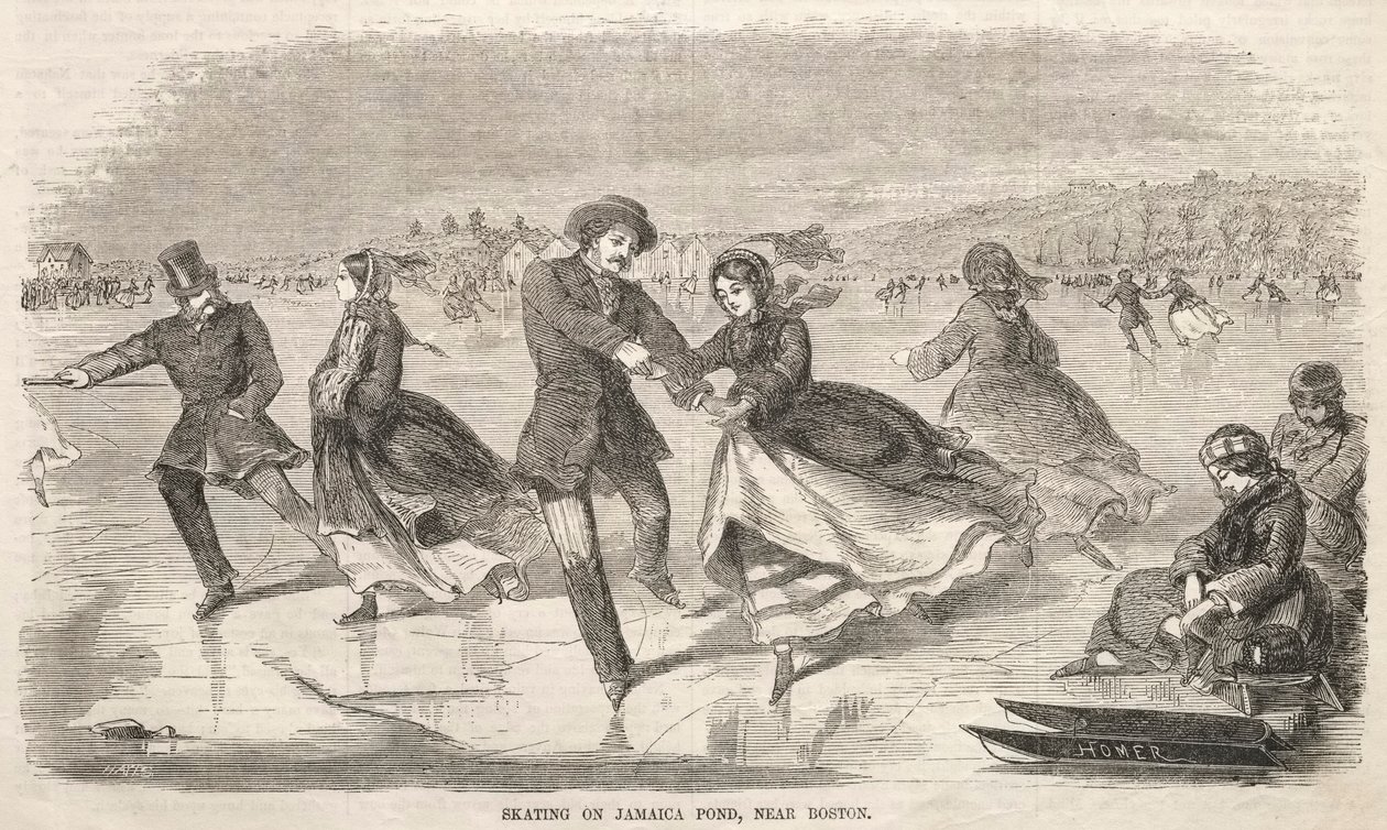 Patinaje en Jamaica Pond, cerca de Boston, 1859 de Winslow Homer