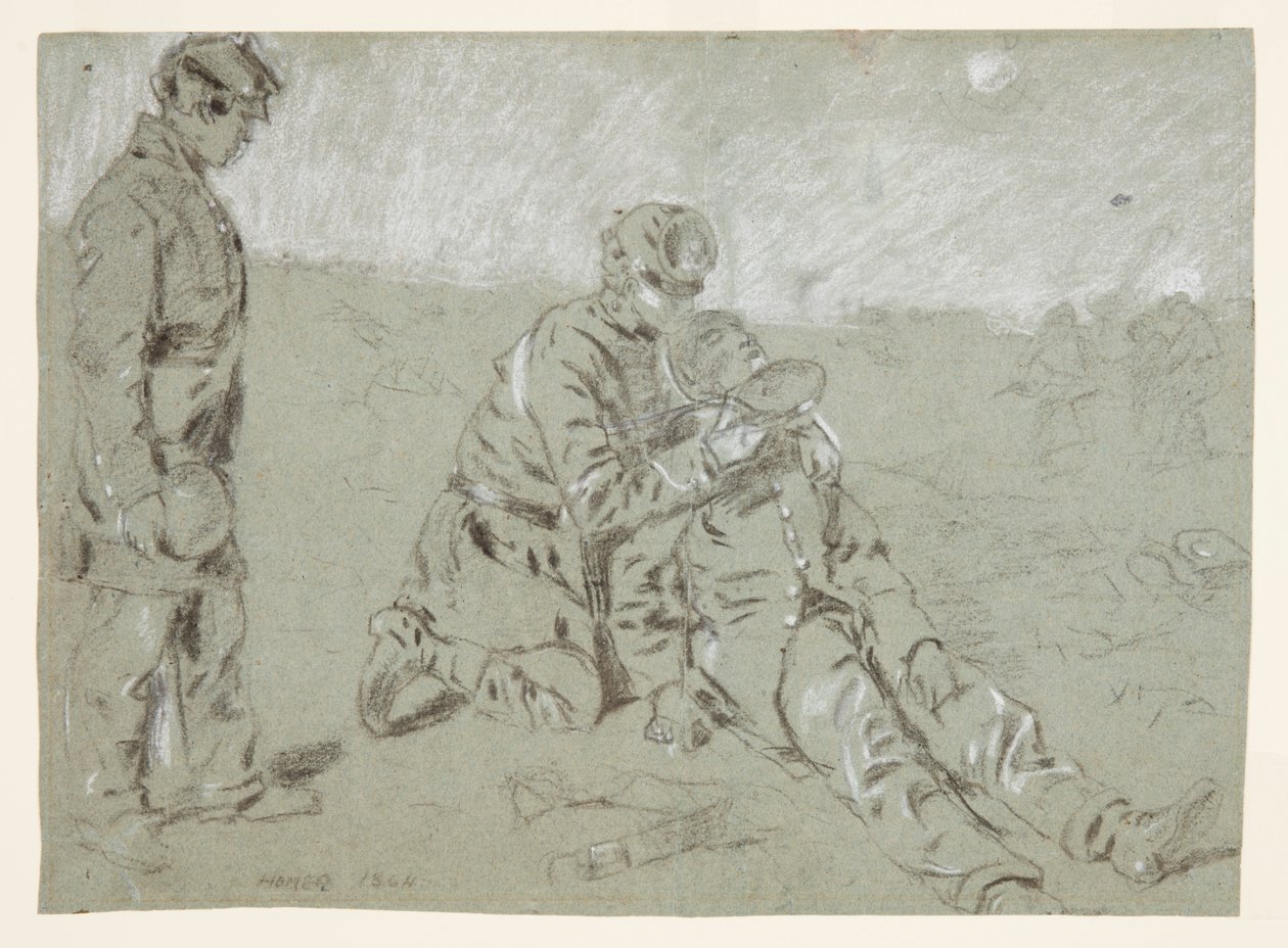 Soldado Dando Agua a un Compañero Herido de Winslow Homer