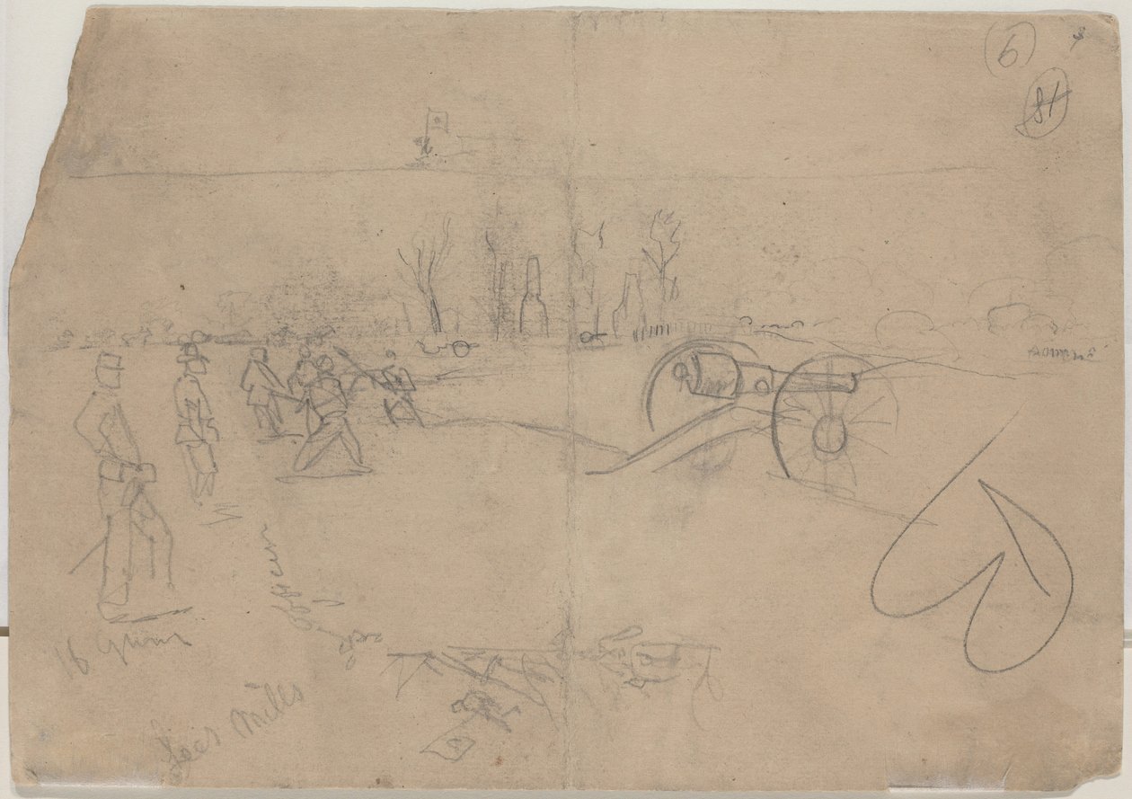 Soldados y cañón [verso] de Winslow Homer