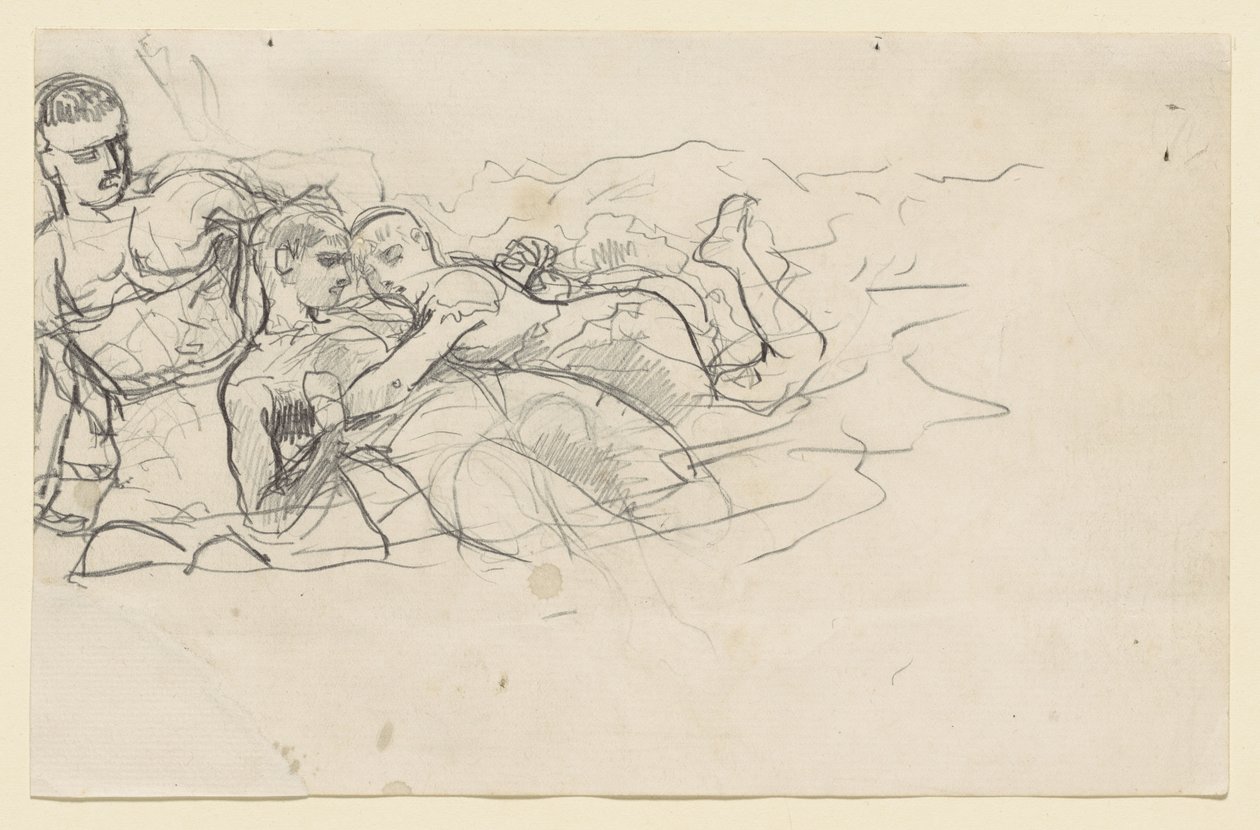 Hombre de pie mirando a dos figuras que se ahogan (estudio para Resaca) de Winslow Homer
