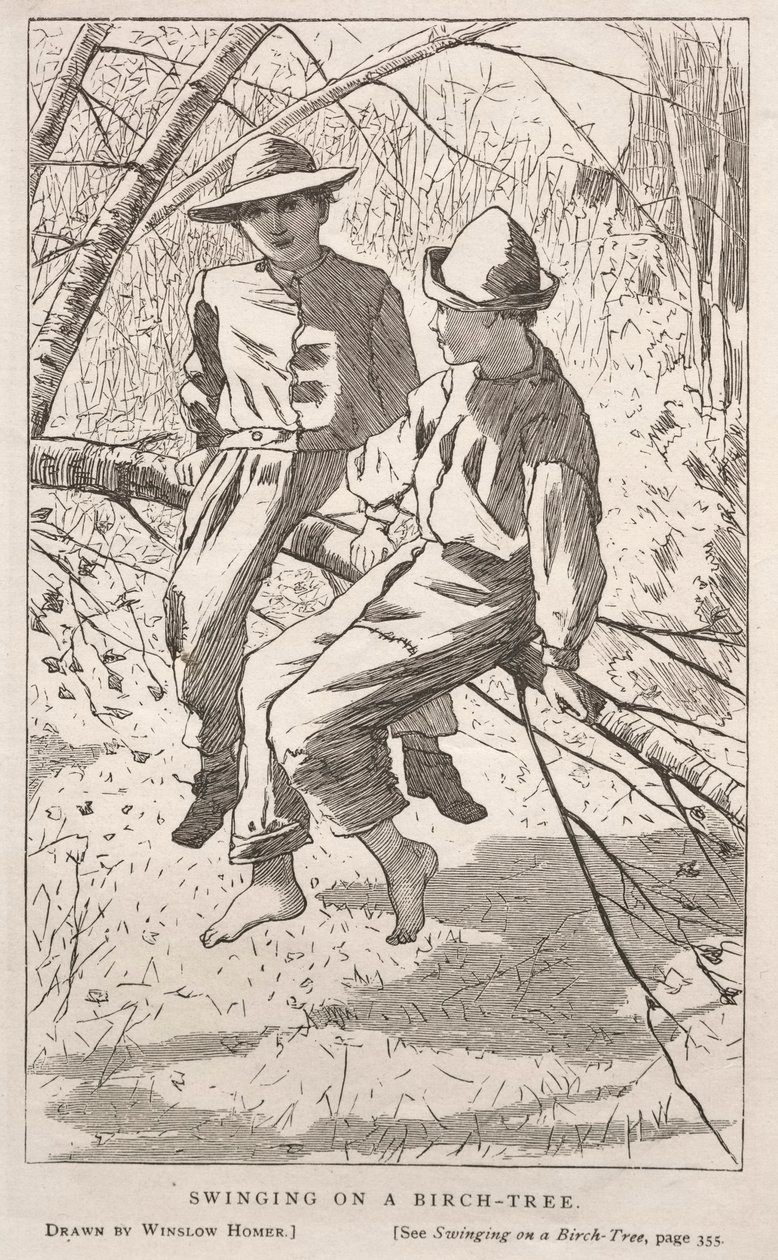 Columpiándose en un abedul, 1867 de Winslow Homer
