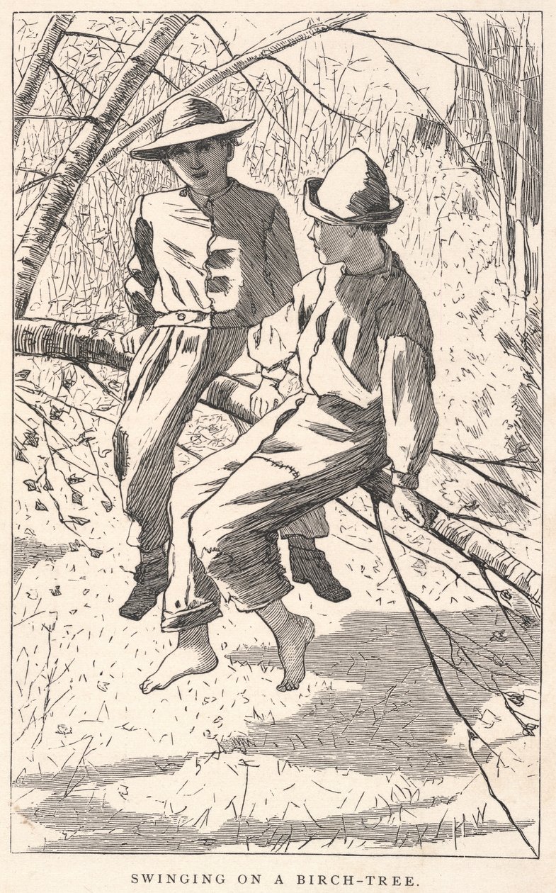Swinging on a Birch-Tree, de Our Young Folks, junio de 1867 de Winslow Homer