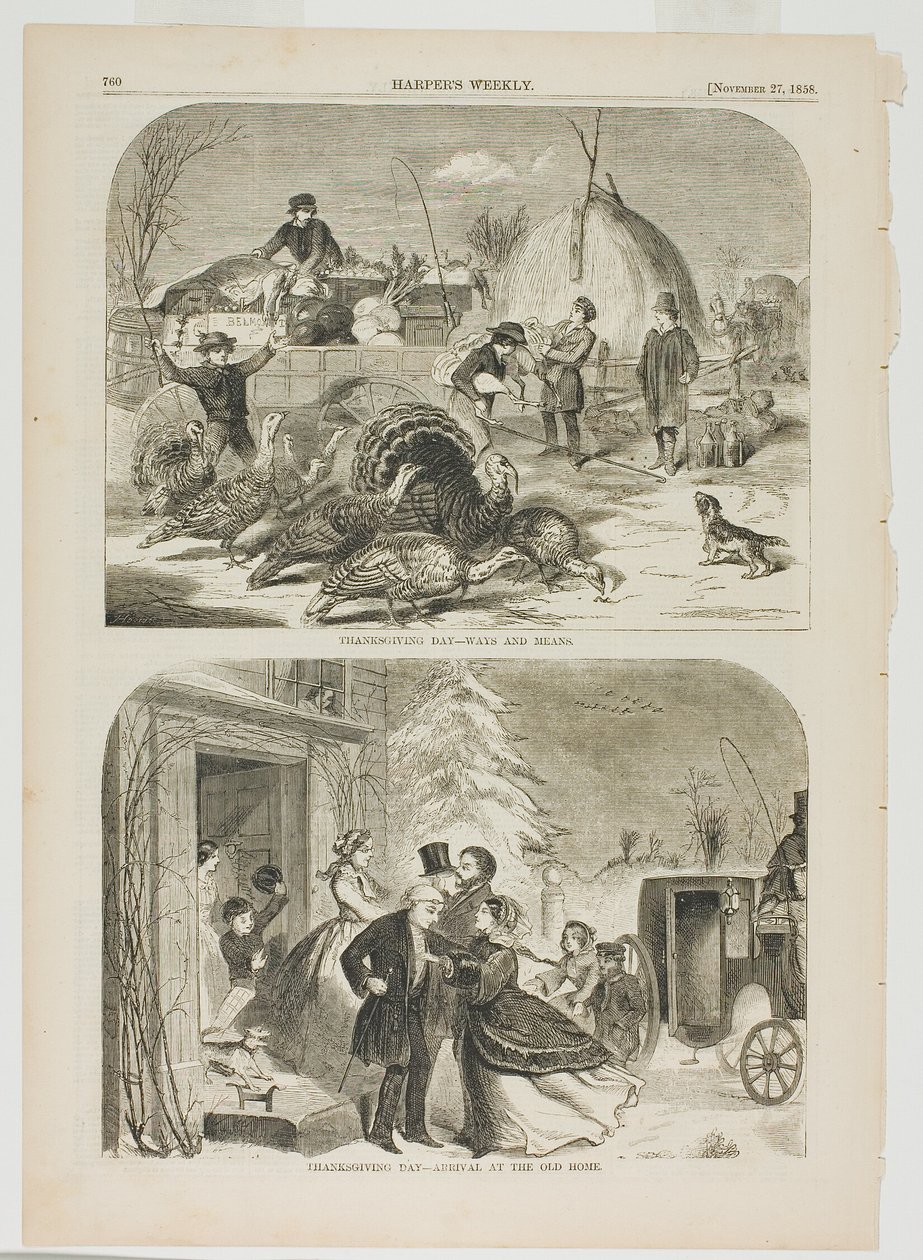 Thanksgiving Day-Ways and Means y Thanksgiving Day-Arrival at the Old Home de Winslow Homer