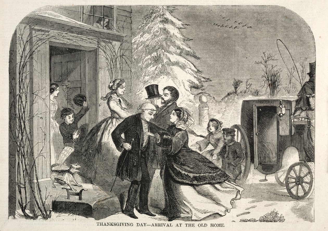 Día de Acción de Gracias - Llegada a la vieja casa, 1858 de Winslow Homer