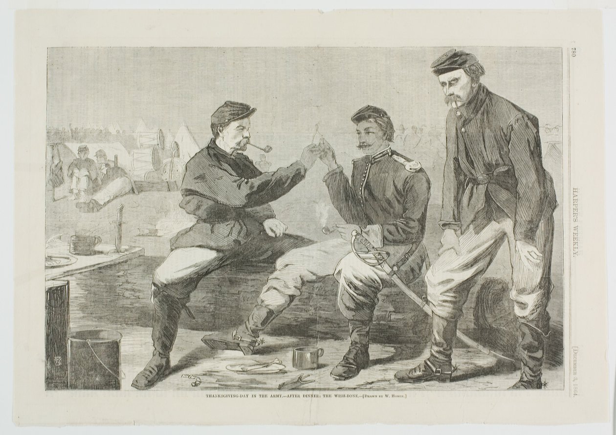 Día de Acción de Gracias en el Ejército-Después de la Cena: El hueso de los deseos de Winslow Homer