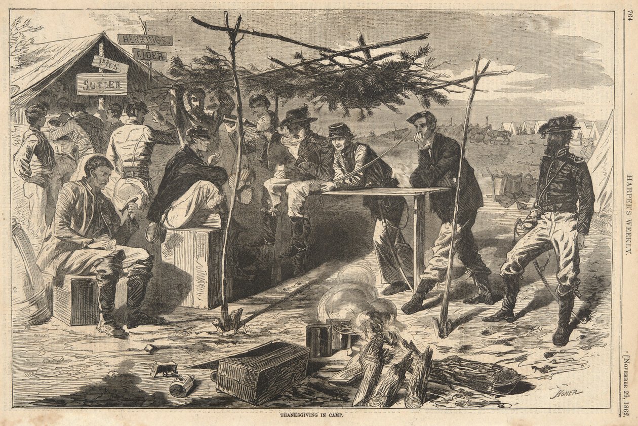 Acción de gracias en el campamento, de Harper de Winslow Homer