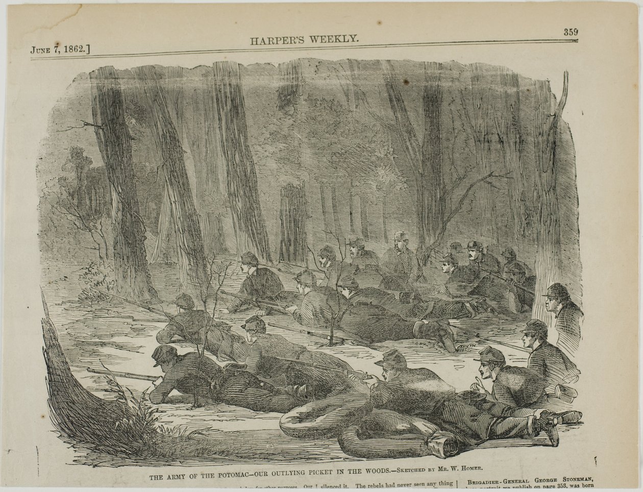 El Ejército del Potomac - Nuestro piquete en el bosque de Winslow Homer