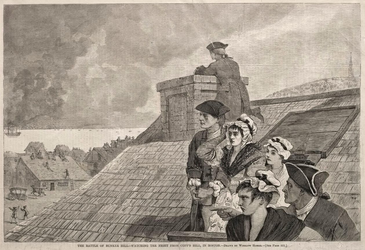 La batalla de Bunker Hill - Observando la lucha desde Copps Hill, en Boston, 1875 de Winslow Homer