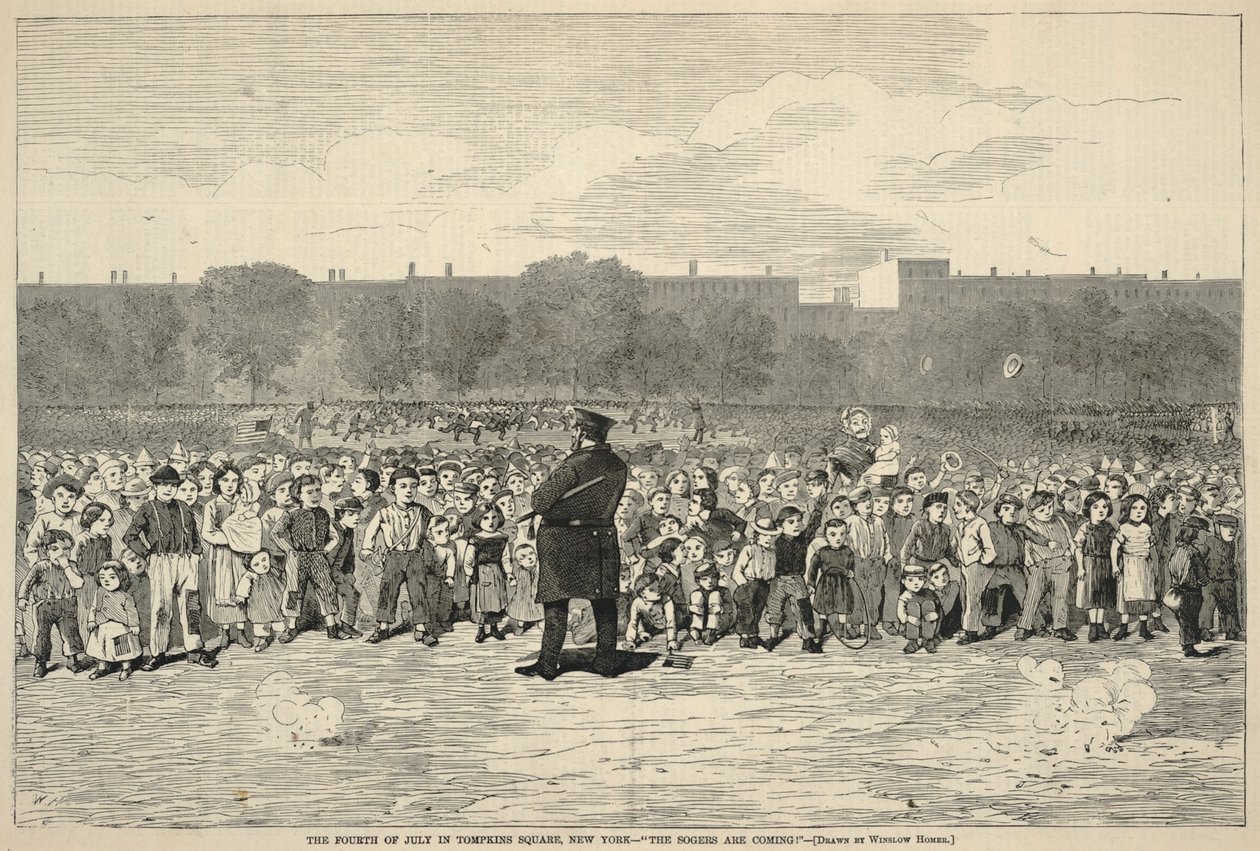 El 4 de julio en Tompkins Square, Nueva York--"¡Vienen los Sogers!", de Harper