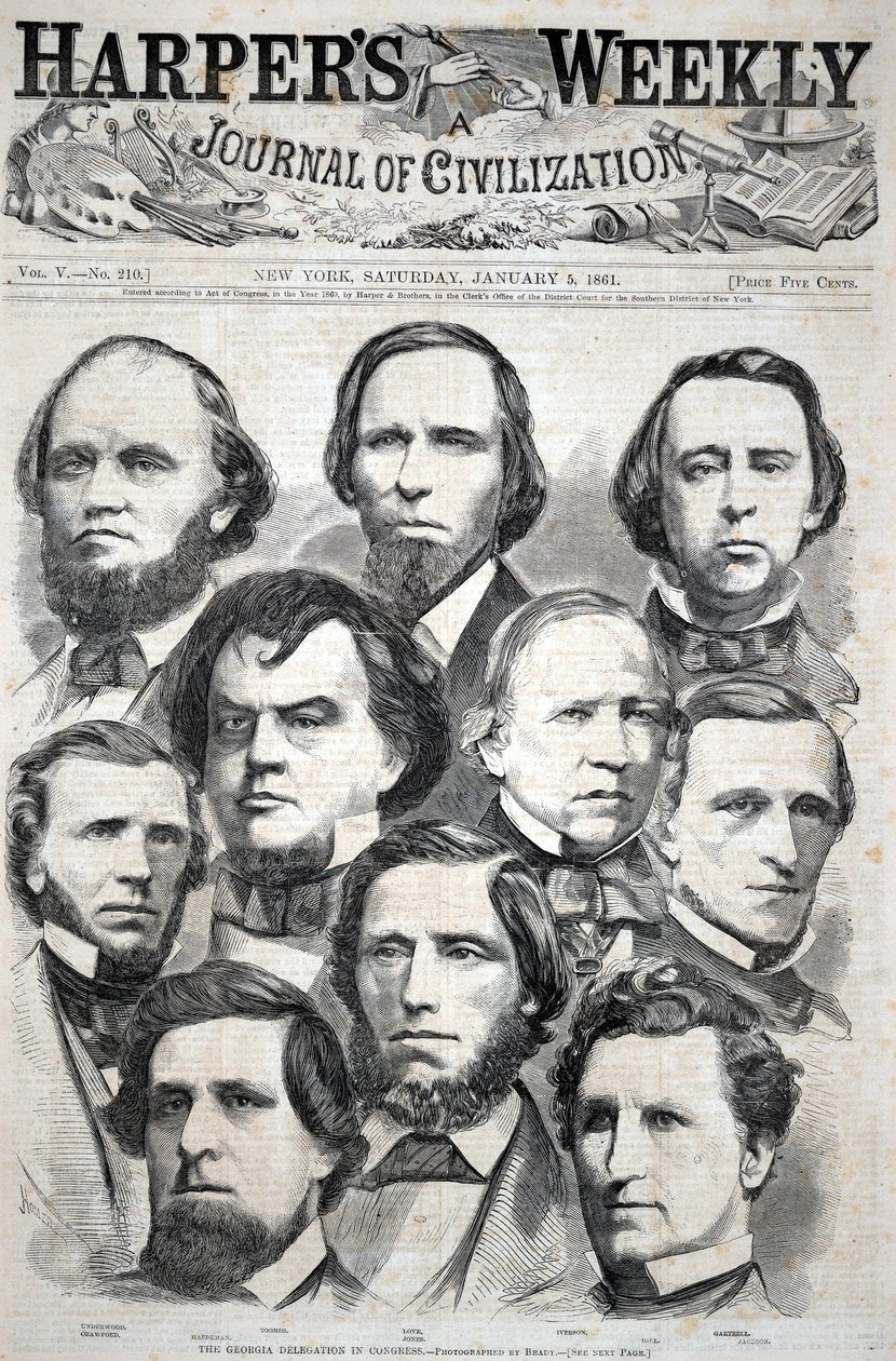 La delegación de Georgia en el Congreso —Fotografía de Brady, publicada en *Harper’s Weekly*, 5 de enero de 1861 de Winslow Homer