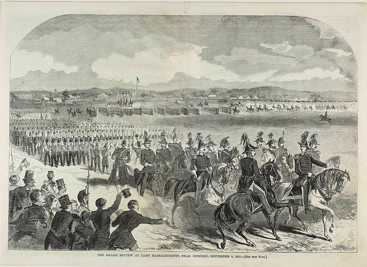 La Gran Revisión en el Campamento Massachusetts, cerca de Concord de Winslow Homer