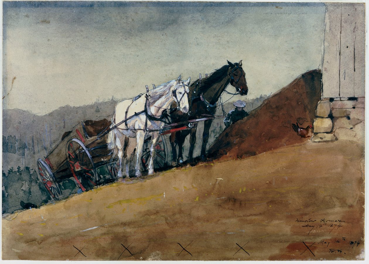 El granero en la cima de la colina - Houghton Farm, 1874 de Winslow Homer