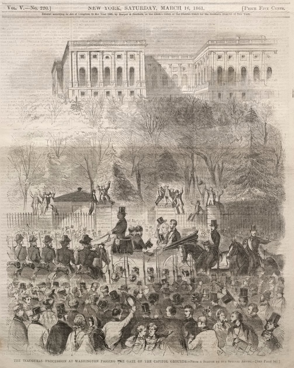 La Procesión Inaugural en Washington Pasando la Puerta de los Terrenos del Capitolio de Winslow Homer