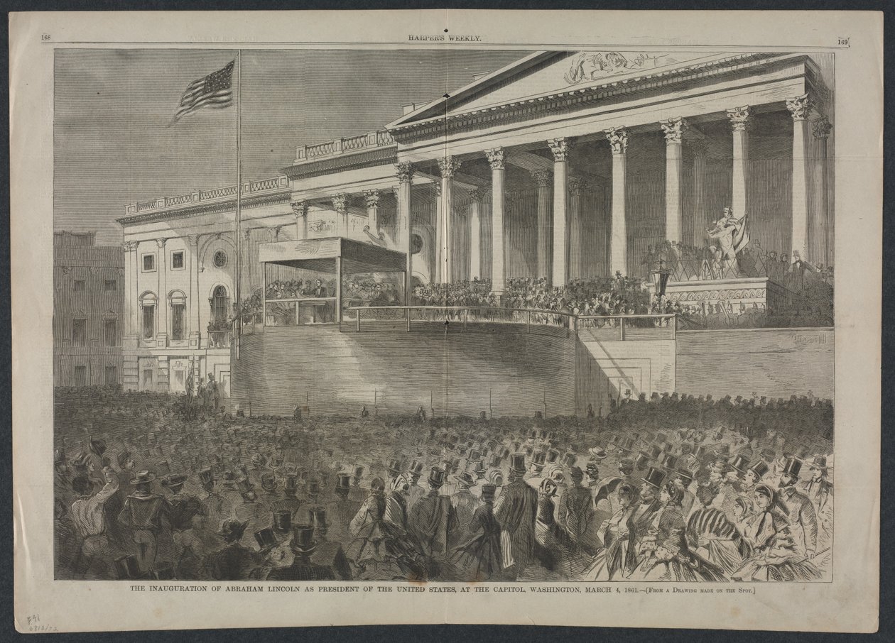 Toma de posesión de Abraham Lincoln como Presidente de los Estados Unidos, en el Capitolio, Washington, 4 de marzo de 1861. de Winslow Homer