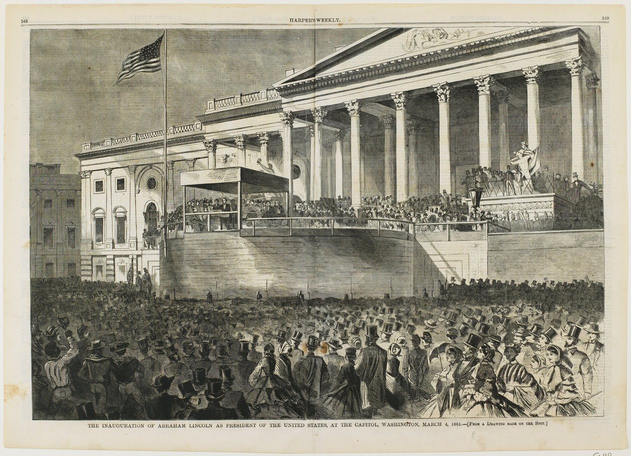 La toma de posesión de Abraham Lincoln como presidente de los Estados Unidos en el Capitolio, Washington, el 4 de marzo de 1861 de Winslow Homer