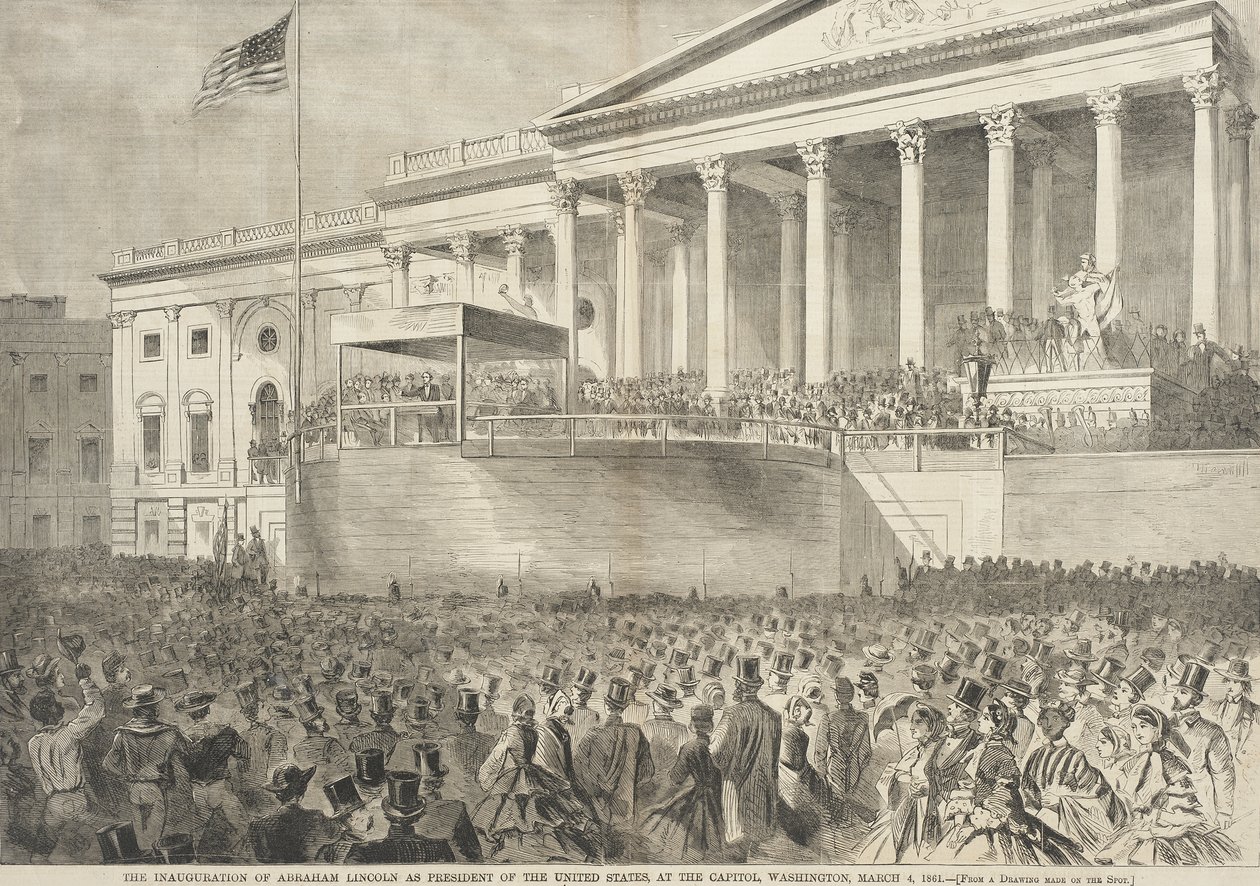 La toma de posesión de Abraham Lincoln como presidente de los Estados Unidos, en el Capitolio, Washington, 4 de marzo de 1861 de Winslow Homer