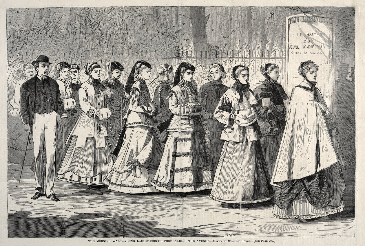 El paseo matutino: las alumnas de la escuela de señoritas paseando por la avenida de Winslow Homer