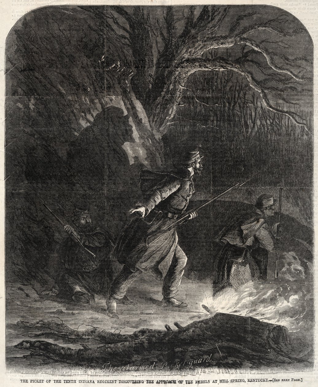 El piquete del Décimo Regimiento de Indiana descubriendo el acercamiento de los rebeldes de Winslow Homer